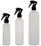Leere Friseursprühflaschen 150 ml, 250ml u. 500ml, Kosmetex Sprühflasche, Plastik, zylindrisch, halbtransparent, 3er MixSet Transparent