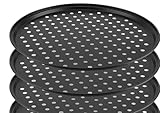 ZOENHOU 3er-Set Pizzablech Rund 32 cm mit Perforation, Antihaft-Pizzapfanne aus Karbonstahl, Pizza Ofenblech Schwarz für Restaurant und Haushaltsbacköfen