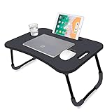 unycos - Betttablett Klappbar, Frühstückstablett mit Griff und Getränkehalter, Serviertisch, Ideal für Lesen und Arbeiten, Auch als Lapdesk Verwendbar 60x40x26 cm (Schwarz Neu ohne Schublade)