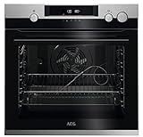 AEG BSS57606BM Einbau-Backofen / Pyrolyse Selbstreinigung / Serie 7000 mit Dampfunterstützung: außen knusprig & innen saftig / Kerntemperatursensor / 45 Automatikprogramme / LED-Touchdisplay / Schwarz