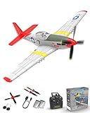 VOLANTEXRC P51D Mustang V2, 4-Kanal Ferngesteuertes Flugzeug mit 2,4 GHz 4CH RC Flugzeug RTF für Anfänger, Kinder und Erwachsene, RC Plane inklusive USB-Aufladung