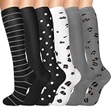 patinadrift 6 Paar Kompressionsstrümpfe - Stützstrümpfe Damen und Herren Compression Socks Stützkniestrümpfe für Running Wandern Reisen, L/XL