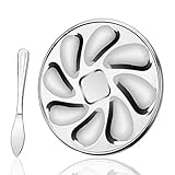 DIYCUT Austernbehälter aus Edelstahl, Austernteller mit Austernmesser und 9 Schlitzen, Meeresfrüchte Werkzeuge zum Platzieren von Austern, Jakobsmuscheln, Herzmuscheln, Zitrone, Sojasauce