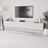 Yolola TV Lowboard Hängend 240 cm Hängeschrank Hochglanz Weiß, TV Board hängend TV Lowboard Hängeschrank Hängeboard Wohnwand Wohnwand Wohnzimmer
