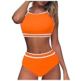 XTBFOOJ Tankini Damen Damen Bikini Sets Dreieck Halter Schnürung-Up Badeanzug Leopard Badeanzüge Krawatte Seite Bottom Zweiteilige Badebekleidung Bikinis Damen Bikini Oberteil Push Up