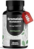 Bromelain Kapseln Hochdosiert - 160 Stück - 750 mg / 7500 F.I.P. Magensaftresistent, Ananas - Produziert in Deutschland - Verpackung kann variieren Laborgeprüft