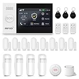 XNY Voller Touchscreen Funk Alarmanlage Haus,4G Haus Alarmanlage Komplett Set, WLAN Alarmanlage Wohnung mit APP Alarm, 21-Stück-Kit (Fenster Tür Sensoren, Bewegungsmelder, Fernbedienungen, Sirene)