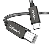 DigitalLife 1,8 m USB-C zu B MIDI-Interface-Kabel - Nylon-Geflochten für MIDI-Keyboard, Controller, USB-Audio-Interfaces | Kompatibel mit Windows, macOS, Linux