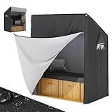 MOZMY Strandkorb Abdeckung Wasserdicht, Strandkorb Schutzhülle Winterfest - Breit 120cm, 420D Oxford Abdeckplane Strandkorb UV Beständig Abdeckhaube für Strandkörbe, 120*90*155/140cm