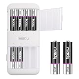 Miady Wiederaufladbare Lithium Akkus AA 8 Stück mit Ladegerät, 2500mWh 1,5V Batterien 2000 Ladezyklen schnellladung in 2,5 Stunden