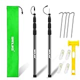 SAN LIKE 250 cm Fiberglas Tarp Zeltstangen Kit Teleskopieren Camping Leichtgewicht Verstellbare Zeltstangen für Regen Markise Vordach Unterstand 2er Set