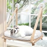 CATISM Faltbare Katzen Fensterliege mit Kissen bis 20 kg, Katzenhängematte Fenstersitz, Katzenfensterhängematten Bett für Indoor Katzen, Große Katzen Sitzstange mit Stabilen Saugnapf (50 x 38 cm)