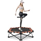 Dibaful Faltbar Trampolin Indoor Tragkraft 130 kg | Fitness Faltbares Mini Trampoline mit Verstellbarer Schaumstoffgriff | Übungs-Rebounder Stabiler Leiser Klappbares für Kinder Erwachsene