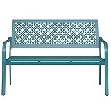 Grand patio Gartenbank Metall, Parkbank mit Rückenlehne & Armlehne, Eisenbank für 2-3 Sitzer, Ruhebank Retro-Stil, Gartenmöbel Stahl Gusseisen, Bänke für Garten, Park, Balkon (Frostige Minze)