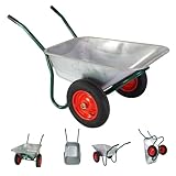 2-Rad Schubkarre100 Liter 160 kg Tragkraft verzinkter Stahl Luftrad auf Stahlfelge Bauschubkarre Gartenkarre Schiebkarre