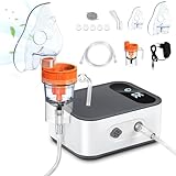 Sentasi Inhaliergerät für Erwachsene mit LED Digitalanzeige Leises Vernebler inhalationsgerät Kompressor Kinder Baby, Elektrische inhalator Inhalation Device mit Mundstück Maske (Grau + Weiß)