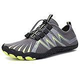 Teechodina Unisex Traillaufschuhe Herren Damen Wanderschuhe Barfußschuhe Laufschuhe Knit Sneaker Fitnessschuhe Fivefinger Zehenschuhe, Grau-A, 44