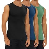 FALARY Unterhemden Herren 3er Pack Feinripp Tanktop Fitness Männer Sportunterhemden Schwarz Marine Olive Mehrfarbig 3XL