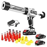 ONEVAN Akku Kartuschenpressen mit bürstenlosem Motor - 300kg Druck, stufenlose Speed-Control, LED und Anti-Tropf für 300ml Patronen (Schwarz-Weiß)