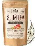SLIM TEA Grapefruit - Körper Entgiften & Abnehmen Schnell - Detox Tee - Grüner Tee Lose, Guarana, Matcha, Mate, Ingwer, Löwenzahn, Brennessel, Mango, Kardamom - Kräutertee, Natürliche Zutaten 100g