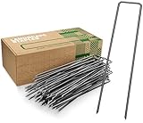 GardenGloss® Erdanker aus Stahl unverzinkt (100 Stück) - Stabile Bodenanker für Unkrautvlies, Gartenvlies, Zaun & Netz - 150 MM Lang, 25 MM Breit, Ø 2.7 MM Schwarz