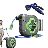 Automatische einziehbare Schlauchtrommel – Blumenbewässerungsschlauch, teleskopische Gartenschlauchtrommel einziehbar | An der Wand montierter automatischer Schlauchaufroller, Verriegelung beliebiger