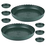 Alasum Runde Pflanzuntersetzer aus Kunststoff 8 Stück Wasserauffangend Tropffreie Blumentopf Schalen für Drinnen und Draußen Grün Fördert Gesundes Wurzelwachstum Stapelbar