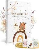 EULENTALER® Das Original Babytagebuch Boho I Von Pädagogen gestaltet I Mit süßen Waldtieren & stabilem Papier I Viel Platz für Fotos I Babyalbum Mein erstes Jahr – Geschenk zur Geburt & Babyparty