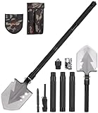 SOBEAU Klappspaten, Multifunktional Klappschaufel 78cm，Schaufel mit 3 Längenkombinationen, 180-Grad-Faltung Klappspaten, Survival Ausrüstung für Überleben/Garten/Camping/Abenteuer
