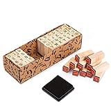 Larcenciel Buchstaben Stempel, 40 Stück Holzstempel - Buchstaben, Zahlen und Symbole Set, Klein Alphabet Stempel mit Stempelkissen, Stempelset für Handwerk, Scrapbooking, Kartenherstellung, Planer