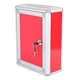 LOLIPPYY Abschließbare Vorschlagsbox aus Metall Großer Haushaltsbriefkasten mit Schlüssel Rote Wandhängende Beschwerde und Briefkasten für Büro Schule und Arbeit