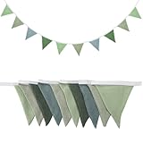 TNSLAND Girlande Wimpelkette Kinderzimmer Wimpelkette Stoff Wimpelkette Outdoor Wetterfest Kinderzimmer Deko Gartenparty Happy Birthday Girlande Dekorationen Deko Geschenk Bonbonfarben (Groen)
