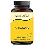 Apfelessig Kapseln hochdosiert - 120 Kapseln - Stoffwechsel und Entwässerung - natürliche 1000mg Apfelessig pro Tagesdosis - vegan - Apple cider vinegar