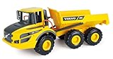 Lena 4616 Worxx Knickgelenkkipper Volvo A25G, Kipplaster aus ABS Kunststoff mit Reifen und Stahlachsen, Baufahrzeug mit Knicklenkung, Spielzeugkipper für Kinder ab 3 Jahren, LKW Gelb, Schwarz