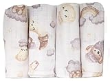 FENSILO Baby Mullwindeln | Mussellintücher Baby - Musselin Tuch - 4er Pack 80x70 cm aus Baumwolle für Babys und Neugeborene| 23