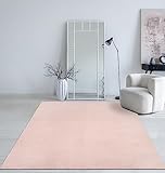 Mia´s Teppiche Taos kuscheliger Kurzflor Teppich, Anti-Rutsch Unterseite, Waschbar bis 30 Grad, Super Soft, Felloptik, Blush, 120 x 160 cm