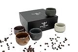 Pheniox Espressotassen Set Timeout | 5 x 90 ml - hochwertige Tassen aus Steingut | Espresso Tassen Set - ohne Henkel | Geschenk in modernem Design - spülmaschinenfest | Mokka | Tee | Sake