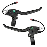 1 Paar E-Bike Bremshebel, Aluminiumlegierung Linke Bremse Rechte Handbremse mit 2 Poligem wasserdichte Stecker 10 Zoll Elektrofahrrad Roller Bremsgriff Rechts Bremse Griffe für Elektrische Bike