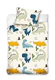 BELIKATO Kinderbettwäsche 100x135 aus 100% Baumwolle mit Dino-Motiven - Kinder- und Baby-Bettwäsche Set für Jungen mit Kopfkissen- und Bettdeckenbezug (Dinosaurier 100 x 135 und 40 x 60)