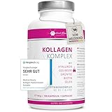 Premium Kollagen Hyaluronsäure Komplex - mit dem Superfood Gojibeere und Grüntee - 180 Kollagen Kapseln vom Weiderind. 1000mg Kollagen Hydrolysat, Biotin, Selen, Zink, Vitamine C, B2, B3. Laborgeprüft