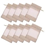 ABOOFAN 10 kleine Aufbewahrungsbeutel für Fenster, Aufbewahrungstasche für Schmuck, aus Netz mit Kordelzug, für die Organisation