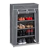 Relaxdays Schuhschrank Stoff, 5 Fächer, 15 Paar Schuhe, Abnehmbarer Bezug, Schuhregal, HxBxT: 90 x 60 x 30 cm, anthrazit