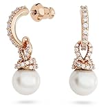 Swarovski Originally Ohrhänger, Weiße und Rosé Vergoldete Perlenohrringe mit Strahlenden Swarovski Kristallen