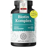 Biotin mit Silicium, Zink & Selen - hochdosiert mit 10.000 µg Biotin - 365 Tabletten für Haare, Haut und Nägel - mit Vitamin B5 - Haar Vitamine & Mineralstoffe im Jahresvorrat - vegan & laborgeprüft