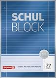 BRUNNEN Schulblock Premium | A4, Lineatur 27, 50 Blatt, blau
