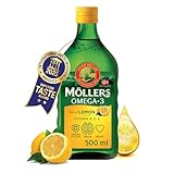 Möller's Omega 3 Lebertran Öl | Nordic Omega 3 Nahrungsergänzung mit EPA, DHA, Vitamin A, D, E | Superior Taste Award | Hochreiner natürlicher | 165 Jahre alte Marke | Zitrone | 500 ML