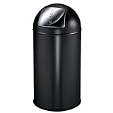 PROREGAL Abfallbehälter mit Pushdeckel & Inneneimer aus Metall | 40 Liter, HxBxT 74x34x34cm | Matt Schwarz