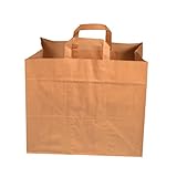 250 Papiertragetaschen Papiertüten Einkaufstüten Bio Tragetaschen braun Kraft mit Papier Flachhenkel Verschiedene Größem (32+22x27cm)