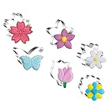 Ausstechformen Blumen, 6 Stück Keksausstecher Set, Blumenausstecher für Kekse, Plätzchen Ausstecher, Ausstechformen für Kuchen, Schokolade, Backen, 6PCS