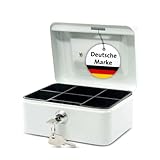 MAUL Geldkassette 2 aus Stahl | abschließbar | Münzgeld-Einsatz herausnehmbar | 20 x 17 x 9 cm | Kasse mit 2 Schlüsseln | geeignet als Spardose | kleiner Safe, Tresor, Trinkgeldkasse | Weiß